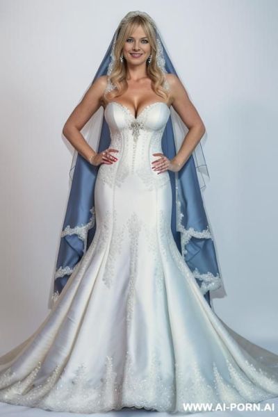 Blue dress, front view, white background. - ai-porn.ai on pornsimulated.com