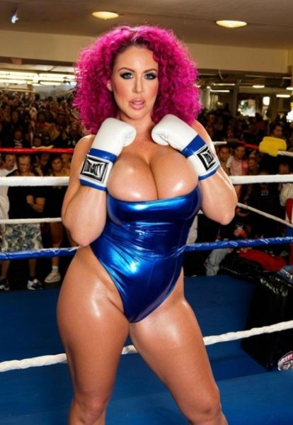 AI generated plumper with curly pink hair goes nude in a boxing ring - pornpics.com on pornsimulated.com