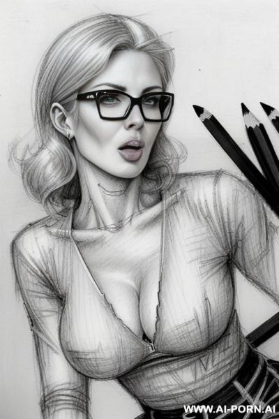((((image comic-drawing pencil style)))) ((((medium body shot)))) (((in the office)))) ((((very serious face)))) ((((sideways)))) ((((open mouth)))) pretty italian woman full lips, muscle fit , black short - ai-porn.ai - Italy on pornsimulated.com