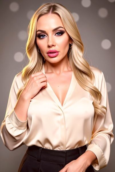 Hot blonde with striking eyes releases her massive tits from blouse - pornpics.com on pornsimulated.com