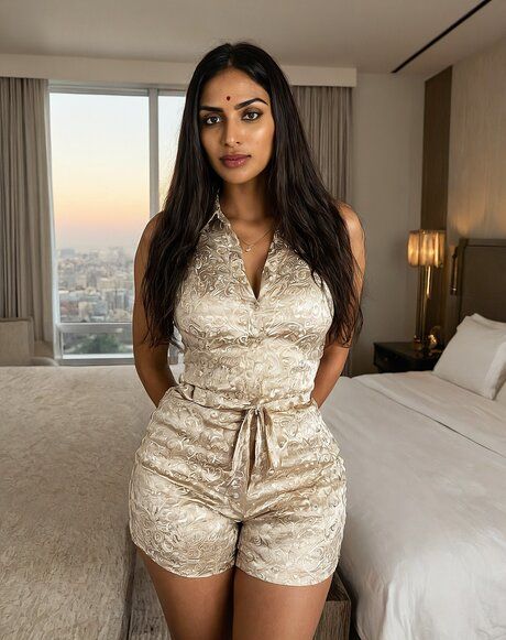 Beautiful girl models sensual lingerie and solo poses against a city skyline - pornpics.com on pornsimulated.com
