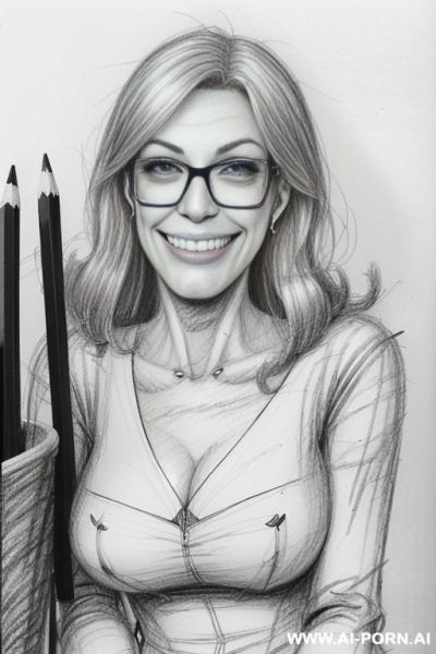 ((((image comic-drawing pencil style)))) ((((medium body shot)))) ((((in the office)))) ((((crooked smiling mouth)))) ((((silly face)))) pretty italian woman full lips, muscle fit , black short skirt , - ai-porn.ai - Italy on pornsimulated.com
