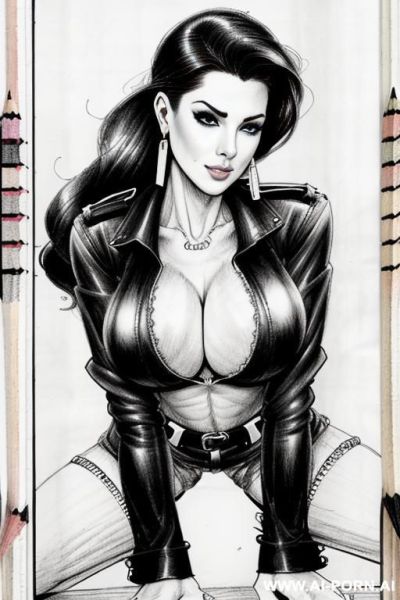 ((((image comic-drawing pencil style)))) ((((adult magazine cover))) view fish eye lens view down level shot boobs in closedup sky cloudy at sunset at the outdoor motorcycle superbike festivalshows - ai-porn.ai - Italy on pornsimulated.com