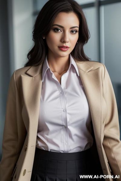 ((big breasts)), office shirt, skirt, coat - ai-porn.ai on pornsimulated.com