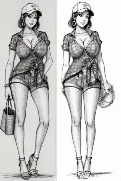 ((((cartoon)))) ((((image drawing pencil style))) (((full body shot))), (at the sunset) (oíl skin body) , (hoop earrings), long, thick, brunette pixie haircut, (sexy slut), (((most beautiful japanese - ai-porn.ai - Japan on pornsimulated.com