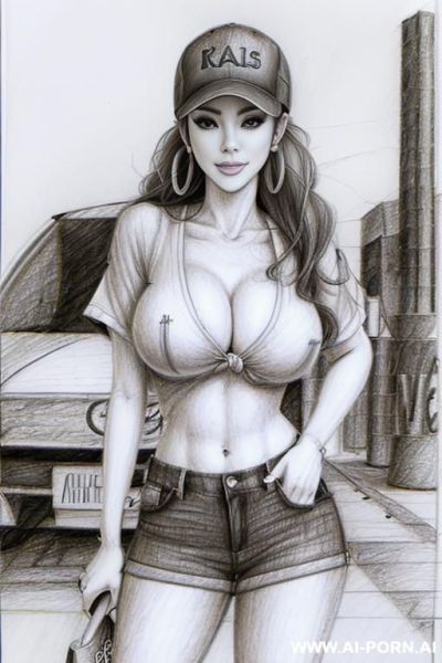 ((((cartoon)))) ((((image drawing pencil style))) (((full body shot))), (oíl skin body) , (hoop earrings), long, thick, brunette pixie haircut, (sexy slut), (((most beautiful japanese woman ever))), (in - ai-porn.ai - Japan on pornsimulated.com