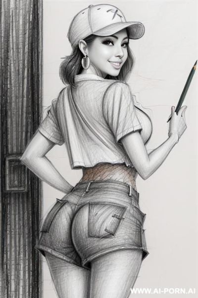 ((((cartoon)))) ((((image drawing pencil style))) (((full body shot))), (oíl skin body) , (hoop earrings), long, brunette pixie haircut, (sexy slut), ((((from behind)))) (((most beautiful oriental woman - ai-porn.ai on pornsimulated.com