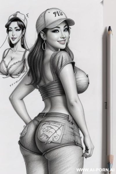 ((((cartoon)))) ((((image drawing pencil style))) (((mediun body shot))), (oíl skin body) , (hoop earrings), long, brunette pixie haircut, (sexy slut), (((most beautiful china woman ever smiling))), - ai-porn.ai on pornsimulated.com