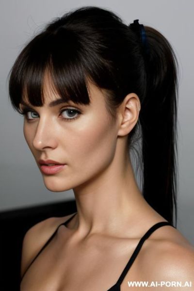 Russian, actress, athlete, eye contact, sexy bangs, ponytail, highly detailed eyes - ai-porn.ai - Russia on pornsimulated.com