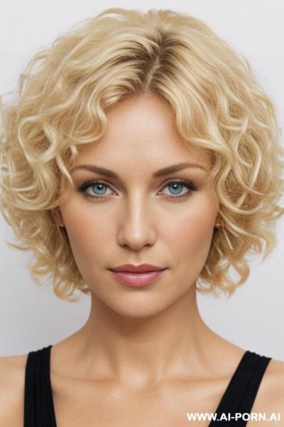 A naked short hair milf, front view, direct eye contact with viewer, white background. - ai-porn.ai on pornsimulated.com