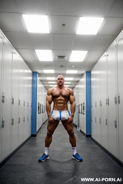 The hyper muscular niked gay masturbation cock . he has well-defined muscles in his hairy chest, abs, buttocks, arms, and legs, very long penis. - ai-porn.ai on pornsimulated.com