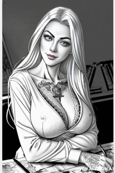 ((((mediun full body shot)))) ((((each panels a different pose sexy)))) ((((image comic-drawing pencil style)))) up level shot boobs in close up ((((landscape office)))) ((((office woman)))) ((((siting - ai-porn.ai - Italy on pornsimulated.com