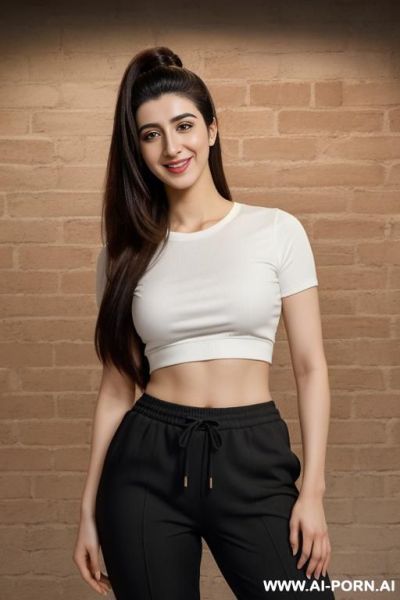 Black crew neck short sleeve shirt, joggers pants ,oval office , brick wall background, lean, (photorealistic), (ultra detailed photo), (hyper realistic photo), (urwa hocane ), hud3 - ai-porn.ai on pornsimulated.com