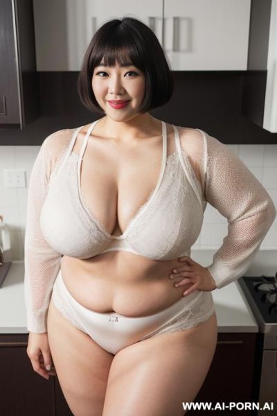 (japanese beautiful woman) (bob haircut), huge massive thighs, obese thighs, muscled bulked up thighs - ai-porn.ai - Japan on pornsimulated.com