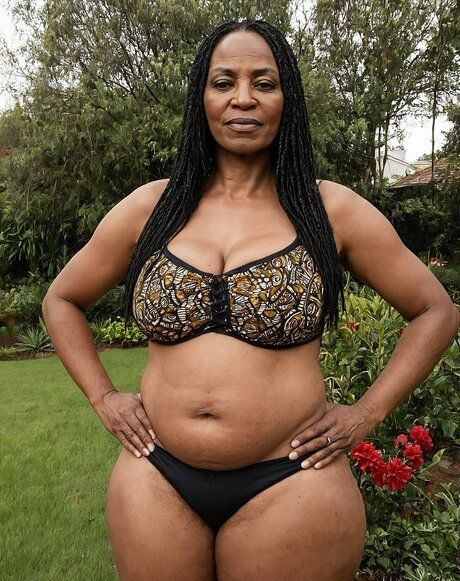 Black granny with a big belly gets naked in a backyard with her hair down - pornpics.com on pornsimulated.com