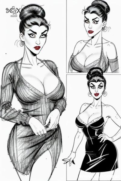 ((((in two panels))) ((((each panel a different pose sexy)))) ((((image comic-drawing cartoon style)))) down level shot boobs in closedup ((((landscape office)))) ((((sexy killer office woman)))) - ai-porn.ai - Italy on pornsimulated.com