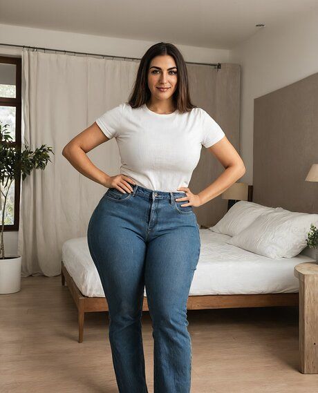 Solo model with a big butt gets naked on a bed during solo action - pornpics.com on pornsimulated.com
